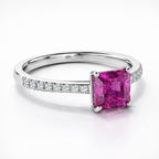 Pink Sapphire & Diamond Solitaire Ring in 18K White Gold-Saleh Sallom