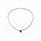Lab-Grown Ruby & Lab-Grown Diamond Tennis Necklace in 18K White Gold-Saleh Sallom