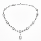 Lab-Grown Sapphire & Lab-Grown Diamond Necklace in 18K White Gold – IGI Certified-Saleh Sallom
