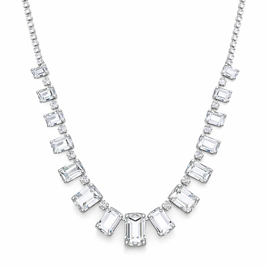 Lab-Grown Sapphire & Lab-Grown Diamond Necklace in 18K White Gold – IGI Certified-Saleh Sallom