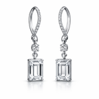 Emerald-Cut Lab-Grown Diamond Drop Earrings in 14K White Gold-Saleh Sallom