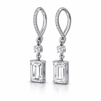 Emerald-Cut Lab-Grown Diamond Drop Earrings in 14K White Gold-Saleh Sallom