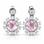 Pink Gemstone & Diamond Floral Drop Earrings in 18K White Gold-Saleh Sallom