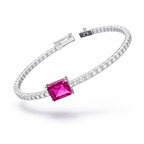 Pink Sapphire & Diamond Tennis Bracelet in 18K White Gold-Saleh Sallom