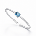Blue Sapphire & Diamond Bracelet in 18K White Gold-Saleh Sallom