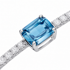 Blue Sapphire & Diamond Bracelet in 18K White Gold-Saleh Sallom
