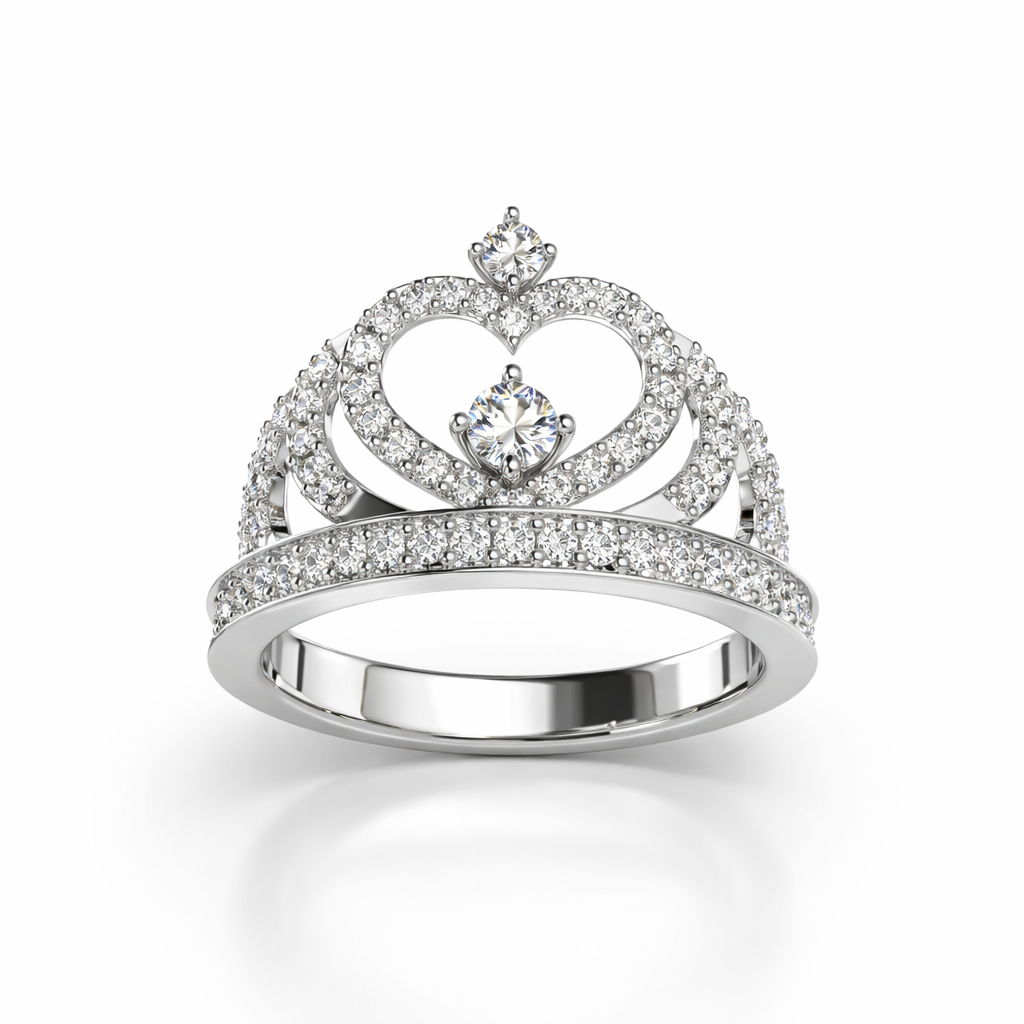 Lab-Created Diamond Crown Ring in 14K White Gold-Saleh Sallom Main image
