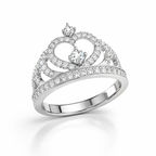 Lab-Created Diamond Crown Ring in 14K White Gold-Saleh Sallom