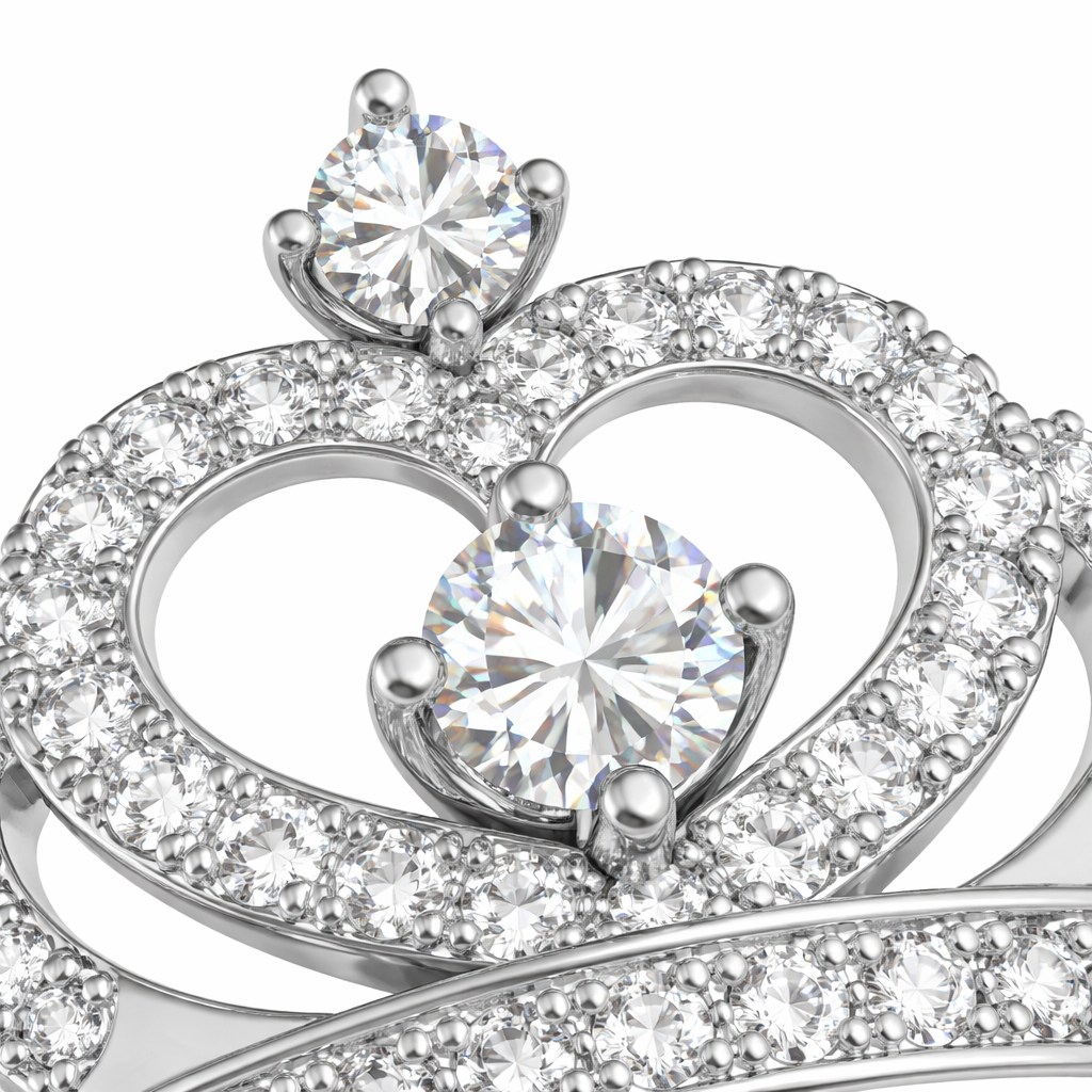 Lab-Created Diamond Crown Ring in 14K White Gold-Saleh Sallom