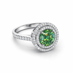 Lab-Created Green Diamond & Diamond Halo Ring in 14K White Gold-Saleh Sallom