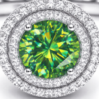 Lab-Created Green Diamond & Diamond Halo Ring in 14K White Gold-Saleh Sallom