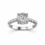 Lab-Created Diamond Solitaire Ring with Pavé Band in 14K White Gold-Saleh Sallom