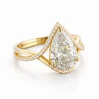 Pear-Shaped Lab-Created Diamond Halo Ring in 14K Yellow Gold-Saleh Sallom