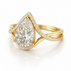 Pear-Shaped Lab-Created Diamond Halo Ring in 14K Yellow Gold-Saleh Sallom
