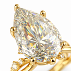 Pear-Shaped Lab-Created Diamond Halo Ring in 14K Yellow Gold-Saleh Sallom
