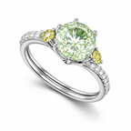 Round Brilliant Lab-Created Diamond Ring with Yellow Diamond Accents in 14K White Gold-Saleh Sallom
