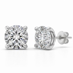 Round Brilliant Lab-Created Diamond Stud Earrings in 14K White Gold-Saleh Sallom