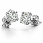 Round Brilliant Lab-Created Diamond Stud Earrings in 14K White Gold-Saleh Sallom