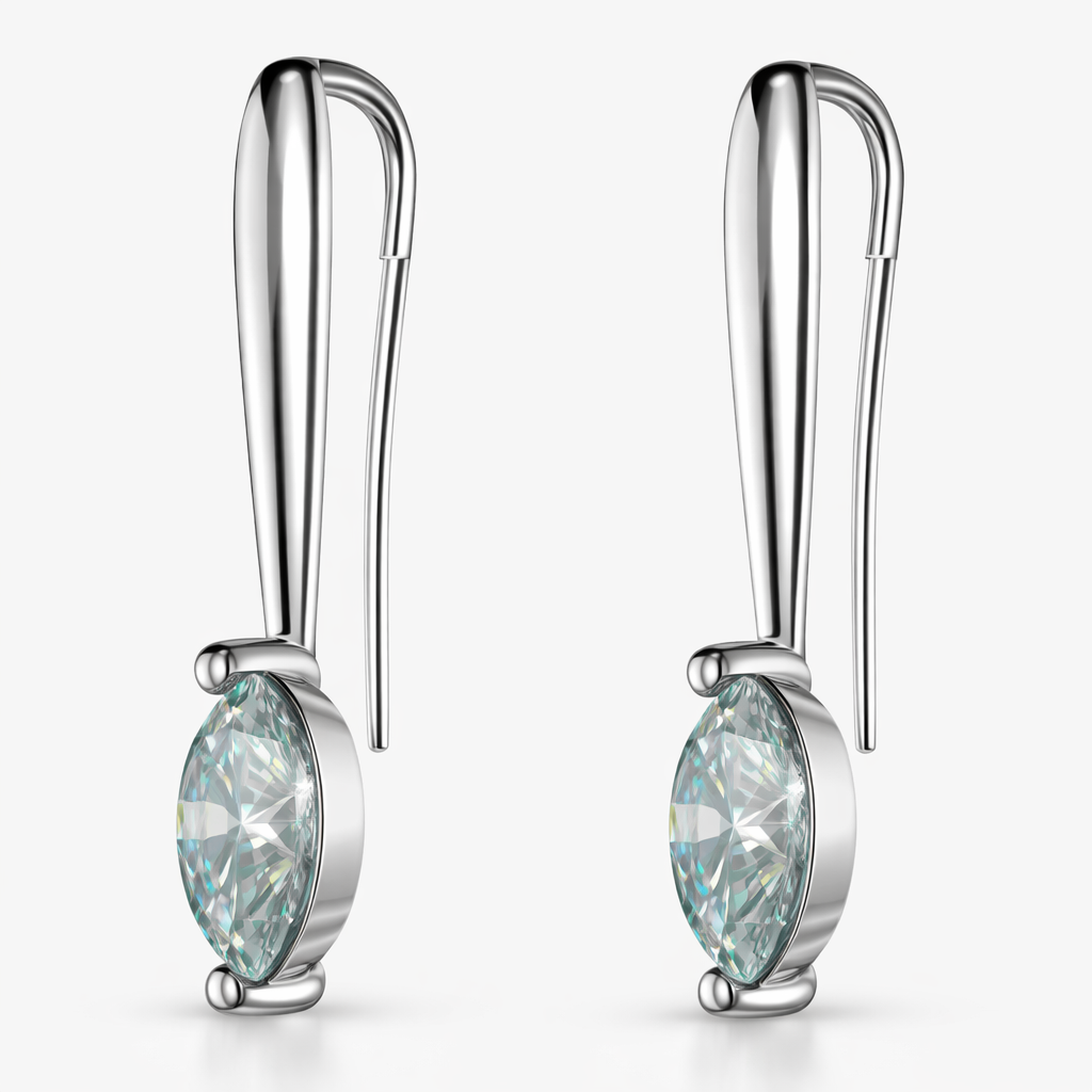 Round Brilliant Lab-Created Diamond Drop Earrings in 14K White Gold-Saleh Sallom Main image