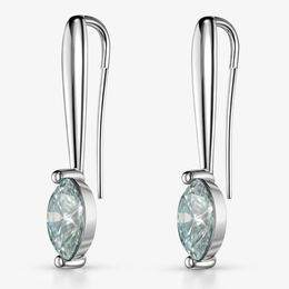Round Brilliant Lab-Created Diamond Drop Earrings in 14K White Gold-Saleh Sallom