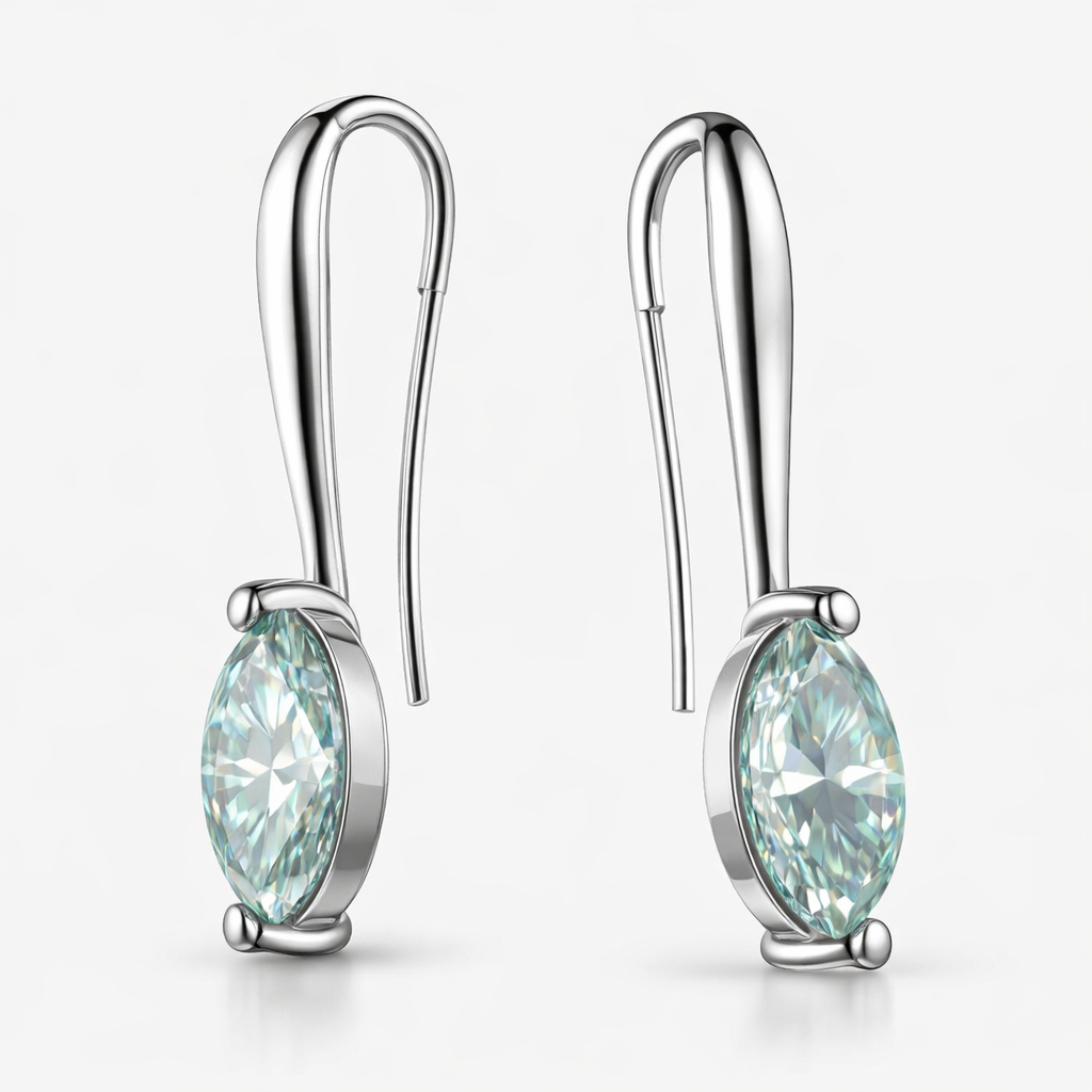 Round Brilliant Lab-Created Diamond Drop Earrings in 14K White Gold-Saleh Sallom