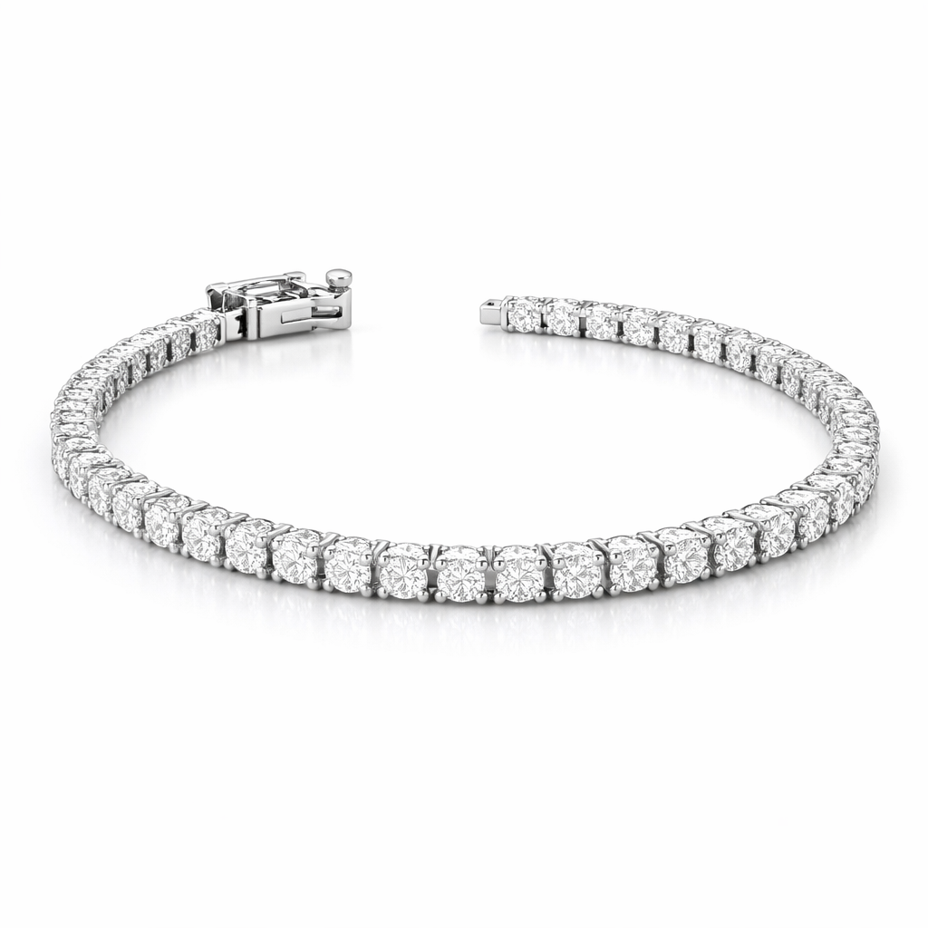 Round Brilliant Lab-Created Diamond Tennis Bracelet in 14K White Gold-Saleh Sallom
