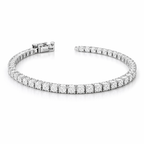 Round Brilliant Lab-Created Diamond Tennis Bracelet in 14K White Gold-Saleh Sallom