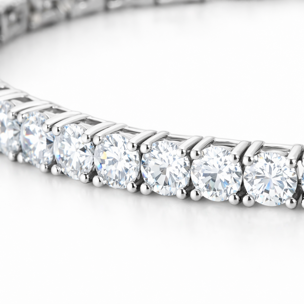 Round Brilliant Lab-Created Diamond Tennis Bracelet in 14K White Gold-Saleh Sallom