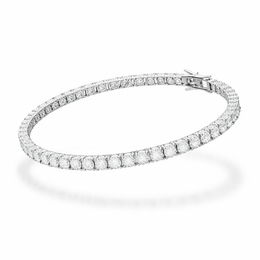 Round Brilliant Lab-Created Diamond Tennis Bracelet in 14K White Gold-Saleh Sallom