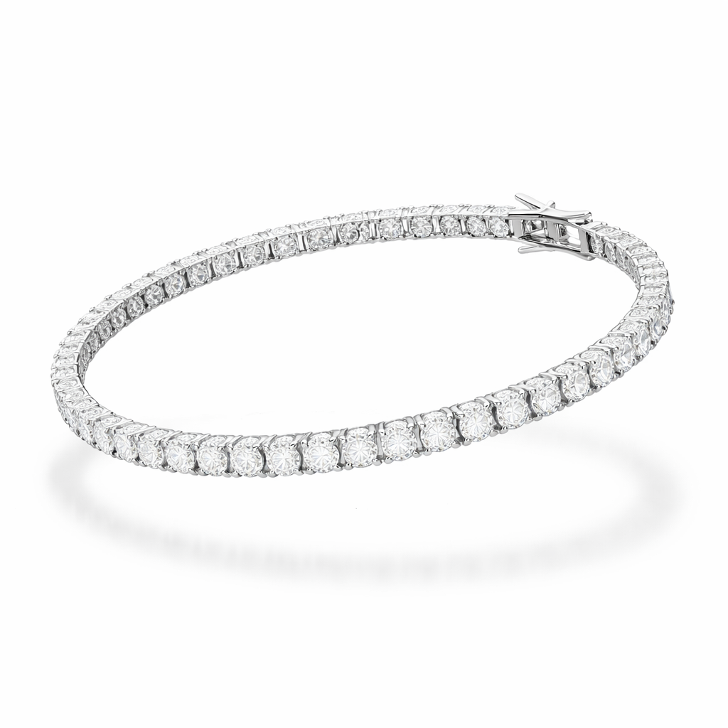 Round Brilliant Lab-Created Diamond Tennis Bracelet in 14K White Gold-Saleh Sallom