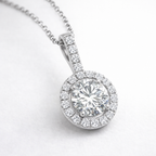 Round Lab-Created Diamond Halo Pendant Necklace in 14K White Gold-Saleh Sallom