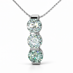 Three-Stone Lab-Created Diamond Pendant Necklace in 14K White Gold-Saleh Sallom