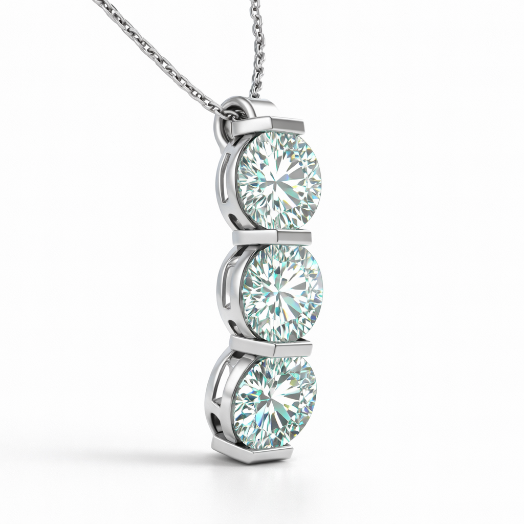 Three-Stone Lab-Created Diamond Pendant Necklace in 14K White Gold-Saleh Sallom Main image