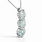 Three-Stone Lab-Created Diamond Pendant Necklace in 14K White Gold-Saleh Sallom