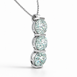 Three-Stone Lab-Created Diamond Pendant Necklace in 14K White Gold-Saleh Sallom