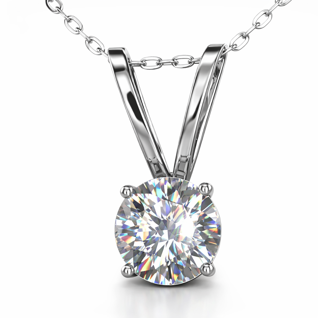 Round-Cut Lab-Created Diamond Solitaire Pendant in 14K White Gold-Saleh Sallom Main image