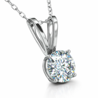 Round-Cut Lab-Created Diamond Solitaire Pendant in 14K White Gold-Saleh Sallom