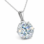 Round Brilliant Lab-Created Diamond Solitaire Pendant Necklace in 14K White Gold-Saleh Sallom