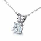 Round Lab-Created Diamond Solitaire Necklace in 14K White Gold-Saleh Sallom