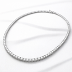 Round-Cut Lab-Created Diamond Tennis Necklace in 14K White Gold-Saleh Sallom