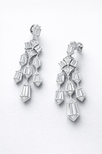 Celestia Teardrop American Diamond Jewelry Set Rhodium-Plated Sterling Silver-Saleh Sallom