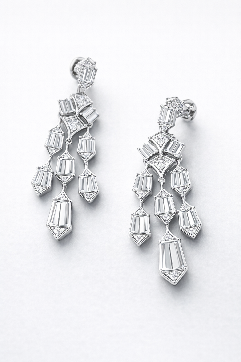 Celestia Teardrop American Diamond Jewelry Set Rhodium-Plated Sterling Silver-Saleh Sallom