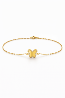 Butterfly American Diamond Bracelet in Gold-Plated Sterling Silver-Saleh Sallom