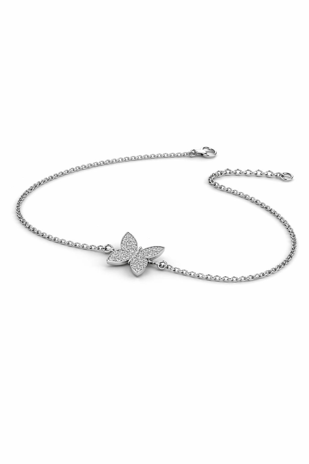 American Diamond Floral Bracelet in Rhodium-Plated Sterling Silver-Saleh Sallom