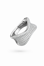 American Diamond Pavé Wave Ring in Rhodium-Plated Sterling Silver-Saleh Sallom