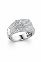 American Diamond Pavé Wide Ring in Rhodium-Plated Sterling Silver-Saleh Sallom