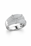 American Diamond Pavé Wide Ring in Rhodium-Plated Sterling Silver-Saleh Sallom
