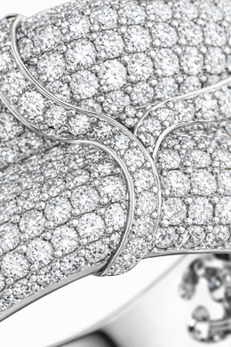 American Diamond Pavé Wide Ring in Rhodium-Plated Sterling Silver-Saleh Sallom