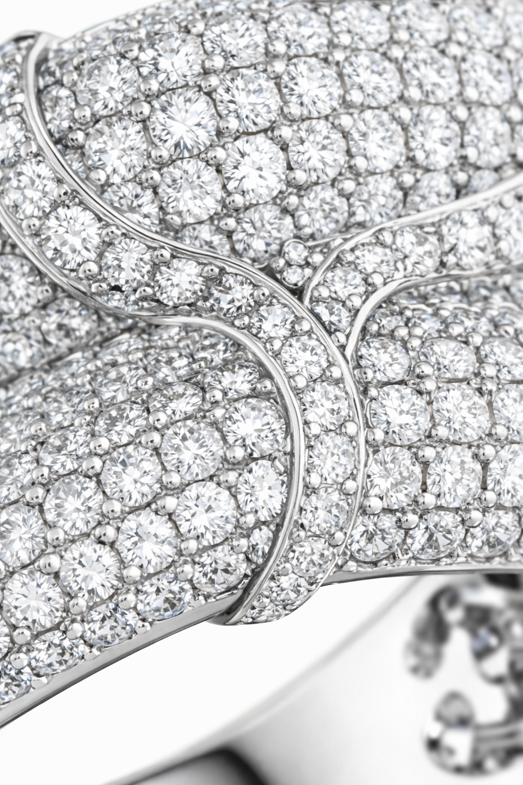 American Diamond Pavé Wide Ring in Rhodium-Plated Sterling Silver-Saleh Sallom