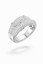 American Diamond Pavé Wide Ring in Rhodium-Plated Sterling Silver-Saleh Sallom